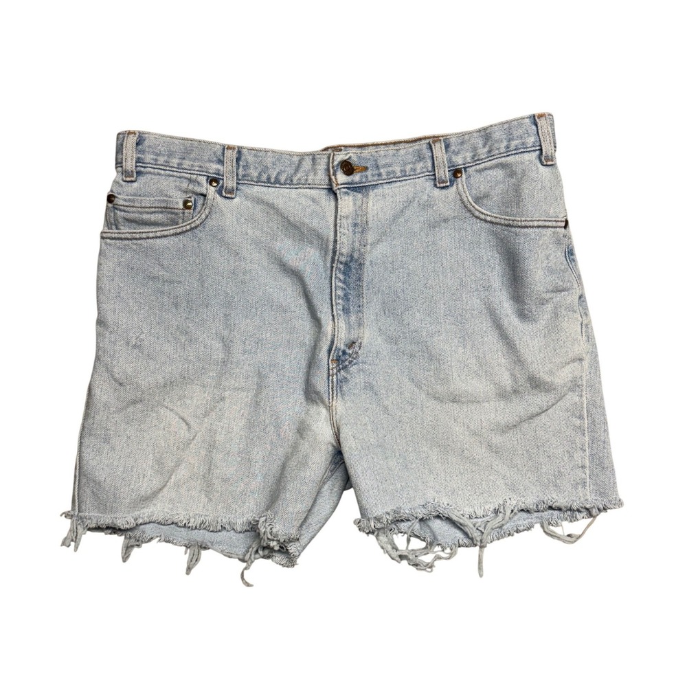 Vintage Levis 560 Flex Cut Off Denim Shorts Light Wash Made in USA 90s 38x4